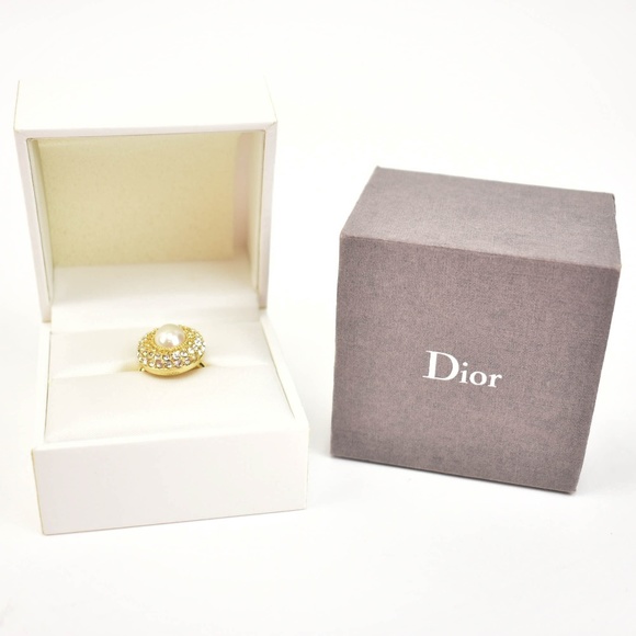 DIOR Swarovski Crystal & Fantasy Pearl Ring (mn) - Picture 2 of 7